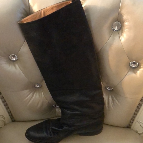 Maud Frizen Tall Black Leather Boots with Low Heel, Women’s Size 6/37 - Picture 3 of 5